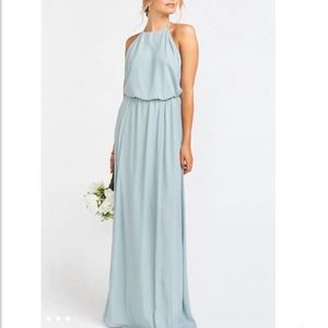 Show Me You Mumu Pale Blue Elastic Waist Halter Top Maxi Dress Sz XL